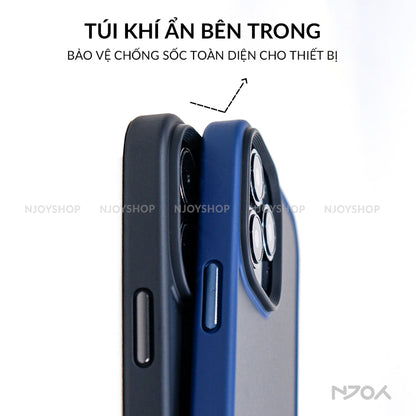 Ốp Nhám Viền Màu Chống Vân Tay Likgus Nút Kim Loại Cho iPhone 17 Pro Max 16 15 14 13 12 11