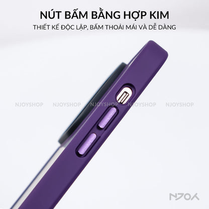 Ốp Nhám Viền Màu Chống Vân Tay Likgus Nút Kim Loại Cho iPhone 17 Pro Max 16 15 14 13 12 11
