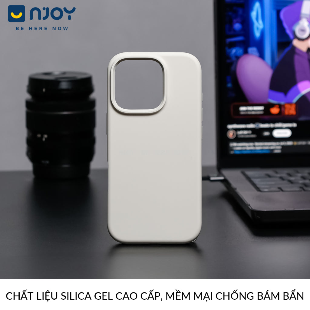 Ốp Silicon Chống Bẩn Hỗ Trợ Sạc Không Dây Chất Liệu Lót Nhung Bảo Vệ Camera Cho iPhone 13 14 15 16 Pro Max Njoyshop