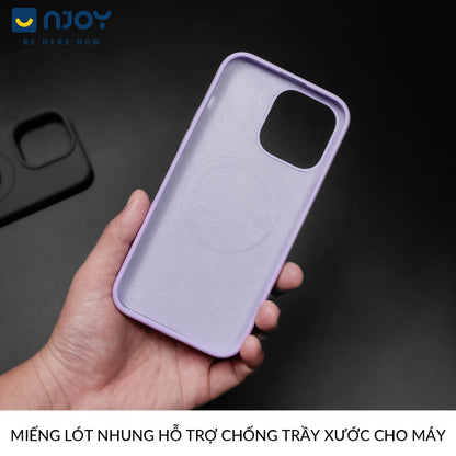 Ốp Chống Bẩn Hỗ Trợ Sạc Không Dây Từ Tính Lót Nhung Cho Điện Thoại iPhone 16 Pro Max 15 14 13